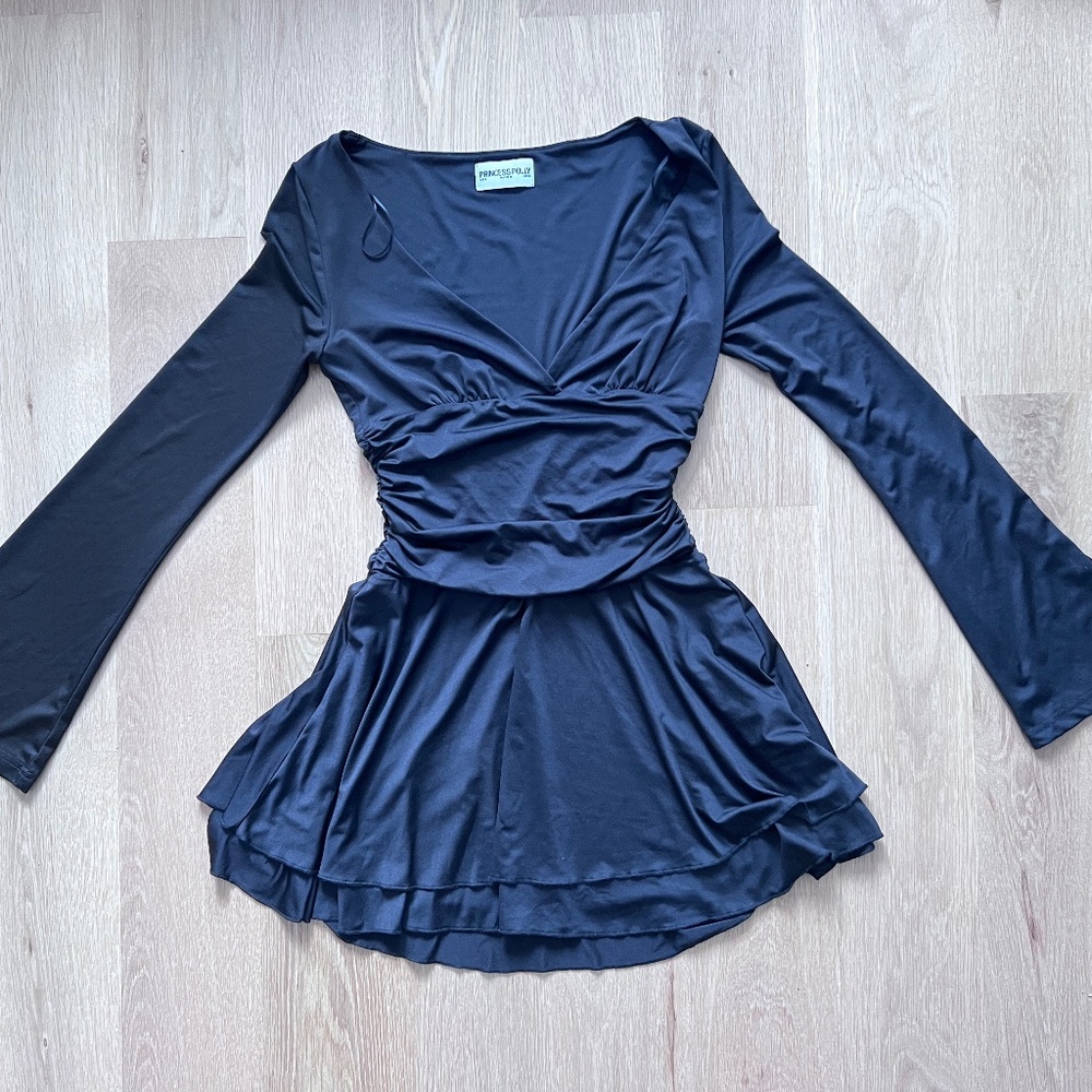 Princess Polly | Black Wrap Mini Dress | US 4
